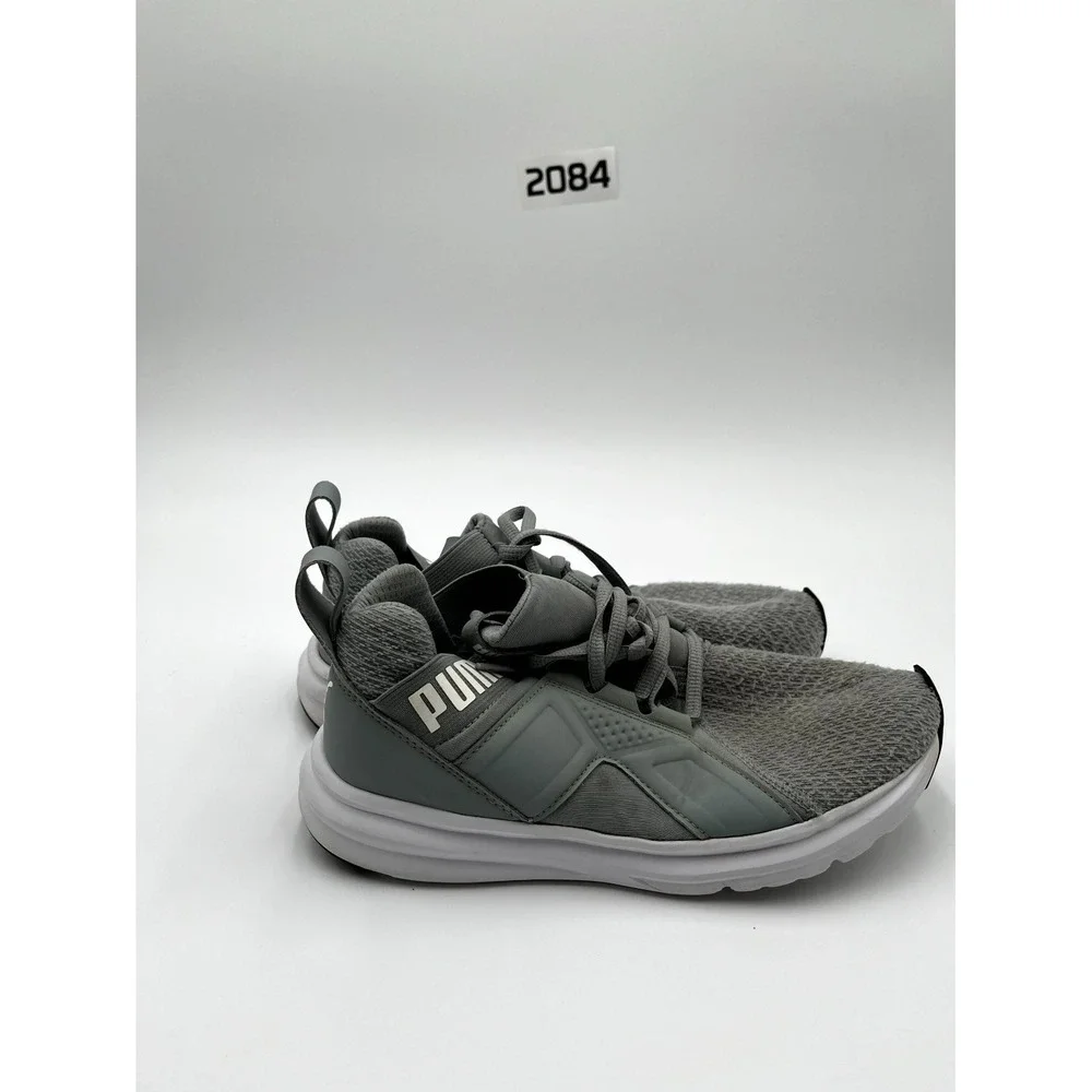 Puma Enzo Mens 6.5‎ C Running Shoes Gray White Knit Low Top Athletic Sneaker